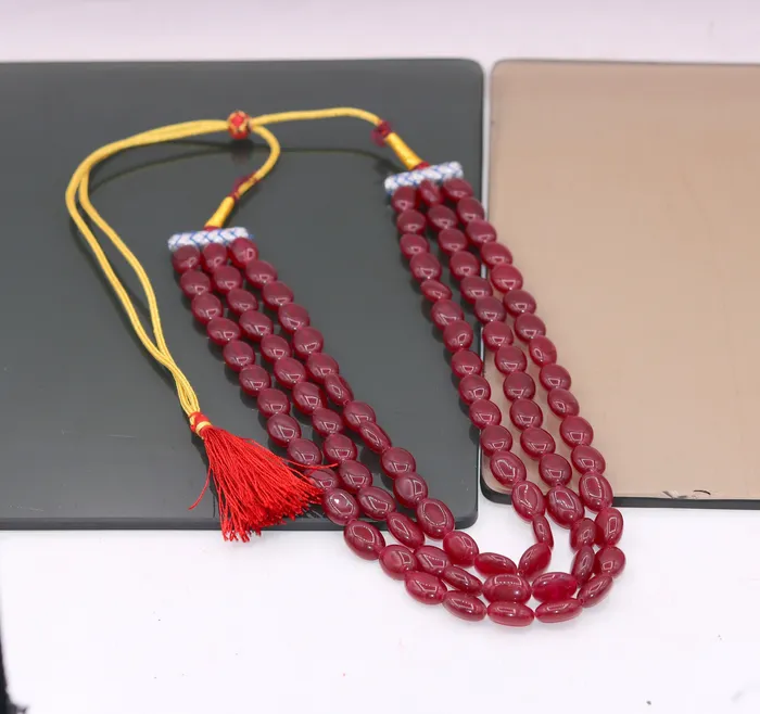 Vintage antique design handmade gorgeous Red Quartz three line necklace excellent beaded charm necklace tribal jewelry from india qd01 TRIBAL ORNAMENTS Necklaces Vintage antique design handmade gorgeous Red Quartz three line necklace excellent beaded charm necklace tribal jewelry from india qd01 TRIBAL ORNAMENTS Necklaces