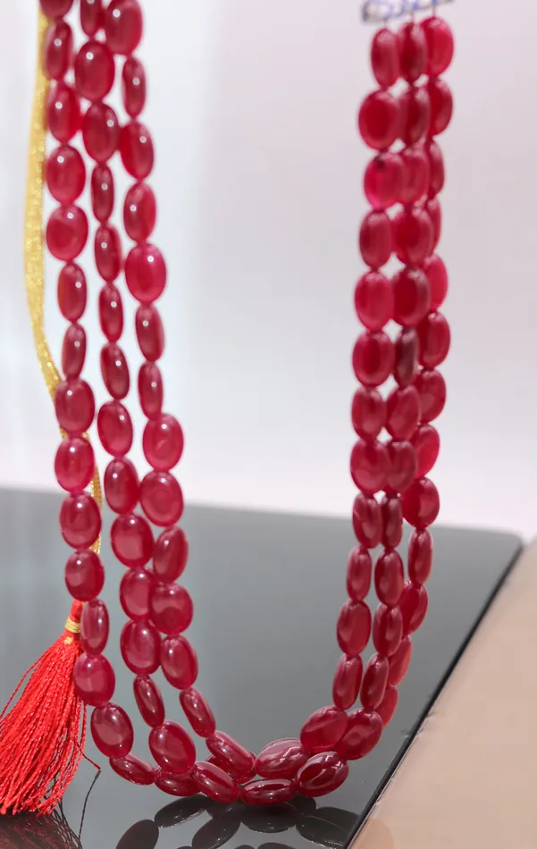 Vintage antique design handmade gorgeous Red Quartz three line necklace excellent beaded charm necklace tribal jewelry from india qd01 TRIBAL ORNAMENTS Necklaces