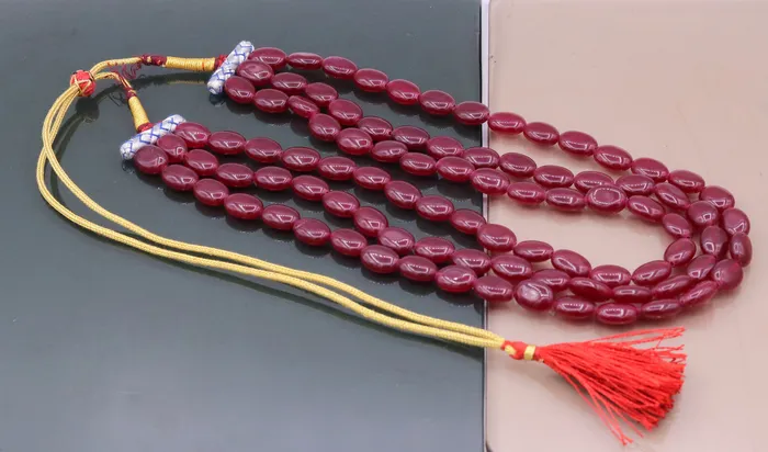 Vintage antique design handmade gorgeous Red Quartz three line necklace excellent beaded charm necklace tribal jewelry from india qd01 TRIBAL ORNAMENTS Necklaces