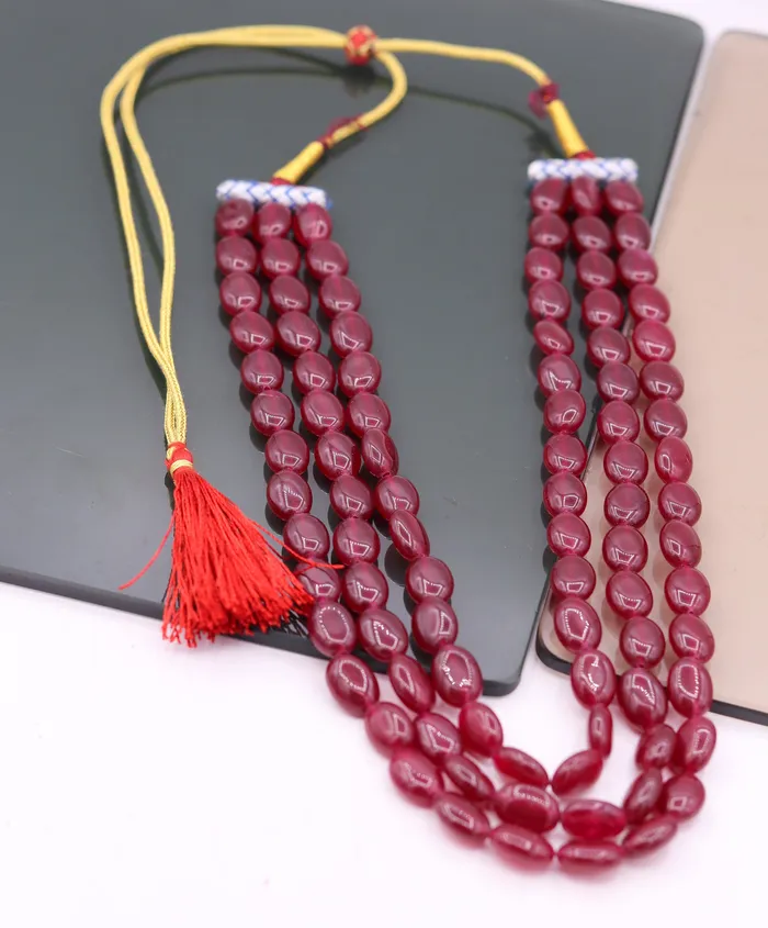 Vintage antique design handmade gorgeous Red Quartz three line necklace excellent beaded charm necklace tribal jewelry from india qd01 TRIBAL ORNAMENTS Necklaces