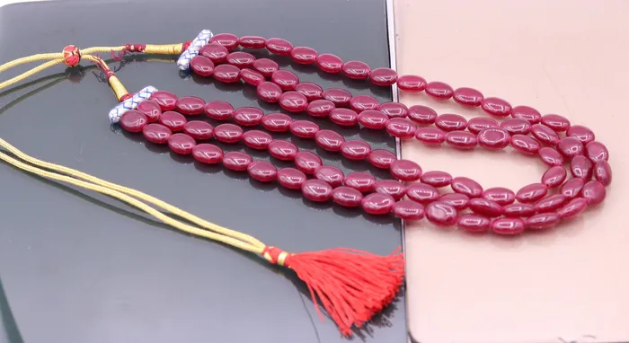 Vintage antique design handmade gorgeous Red Quartz three line necklace excellent beaded charm necklace tribal jewelry from india qd01 TRIBAL ORNAMENTS Necklaces
