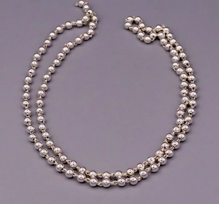 Vintage antique design handmade solid silver 108 beads ball jaap mala chain necklace for japping mantra for god mediation ch22 TRIBAL ORNAMENTS Necklaces