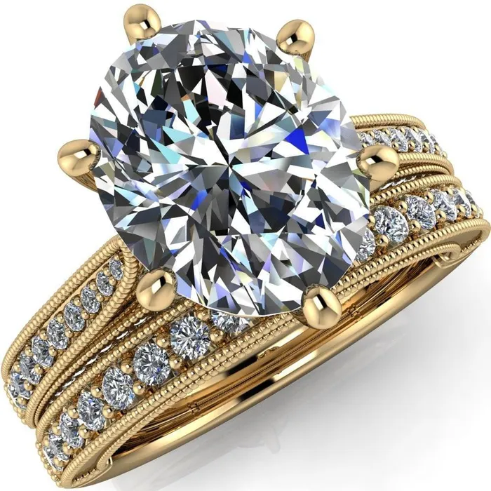 Vivienne Oval Center Stone 6 Prong Milgrain Engagement Ring Fire Brilliance Rings Vivienne Oval Center Stone 6 Prong Milgrain Engagement Ring Fire Brilliance Rings