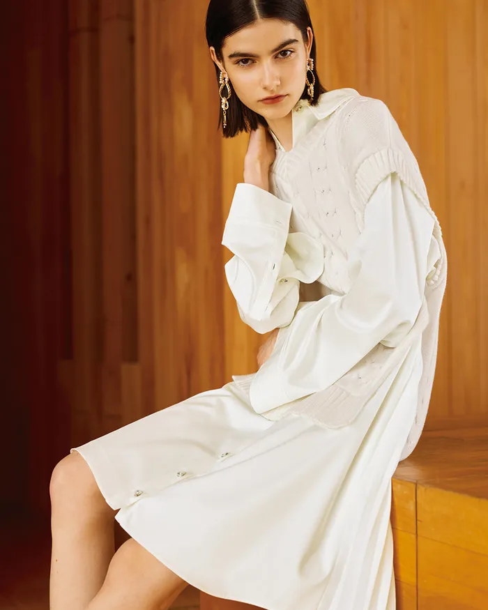 White College Knit Dress ADEAM Rings White College Knit Dress ADEAM Rings