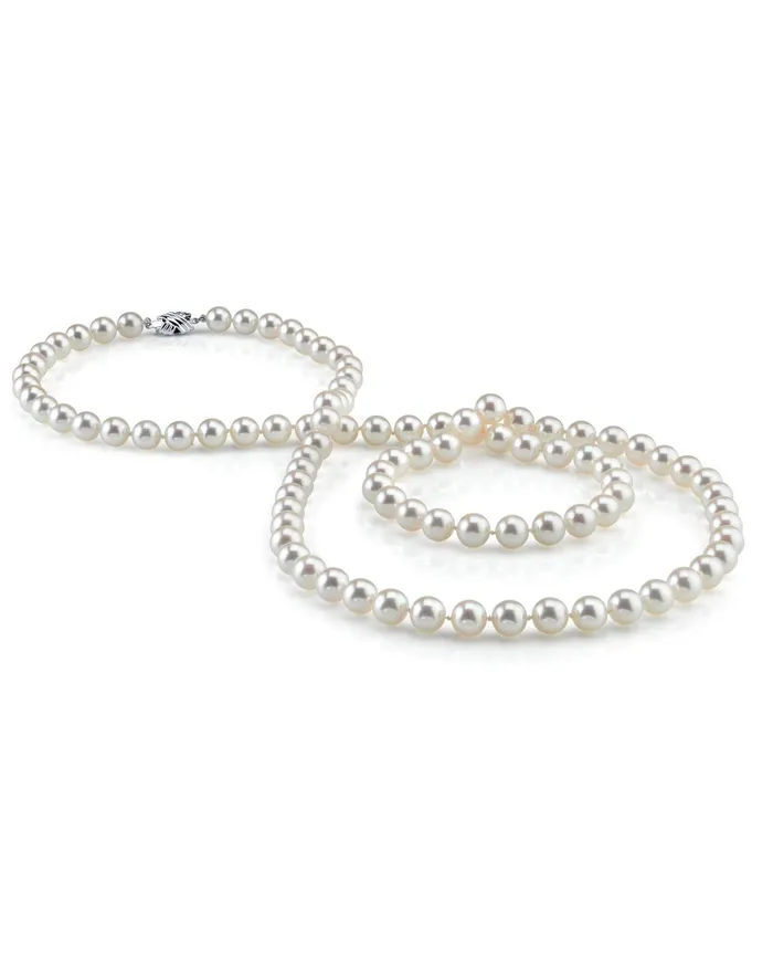 White Japanese Akoya Opera Length Pearl Necklace 7580mm spt Necklaces