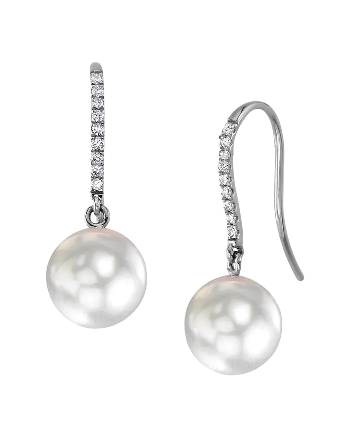 White South Sea Pearl Diamond Phoenix Dangle Earrings spt Earrings