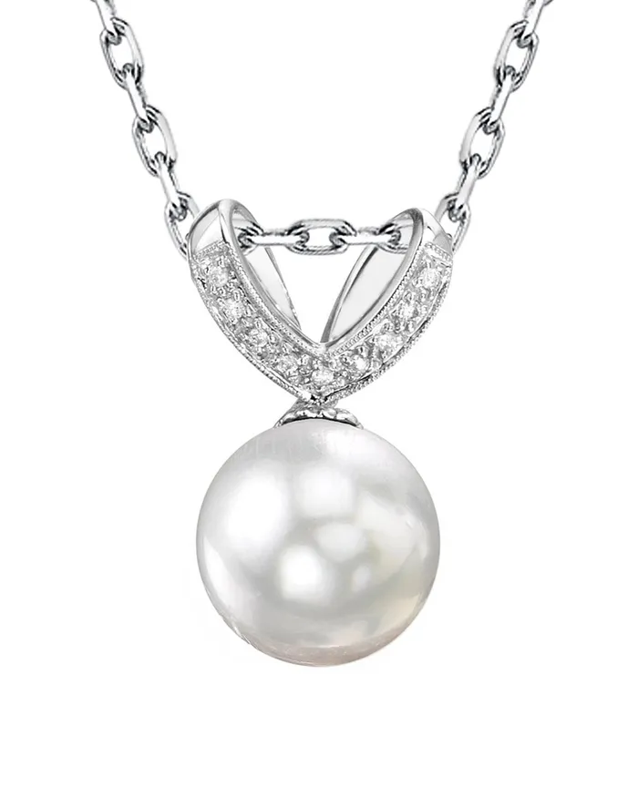 White South Sea Pearl Diamond Pixie Pendant spt Necklaces