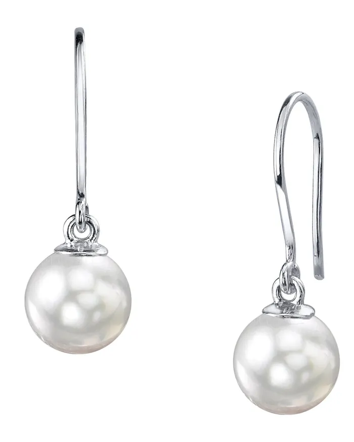 White South Sea Pearl Shepherd Hook Dangle Earrings spt Earrings