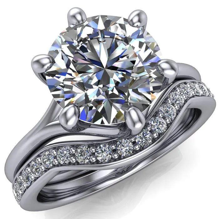 Whitney Round Center Stone 6 Prong Split Band Engagement Ring Fire Brilliance Rings Whitney Round Center Stone 6 Prong Split Band Engagement Ring Fire Brilliance Rings