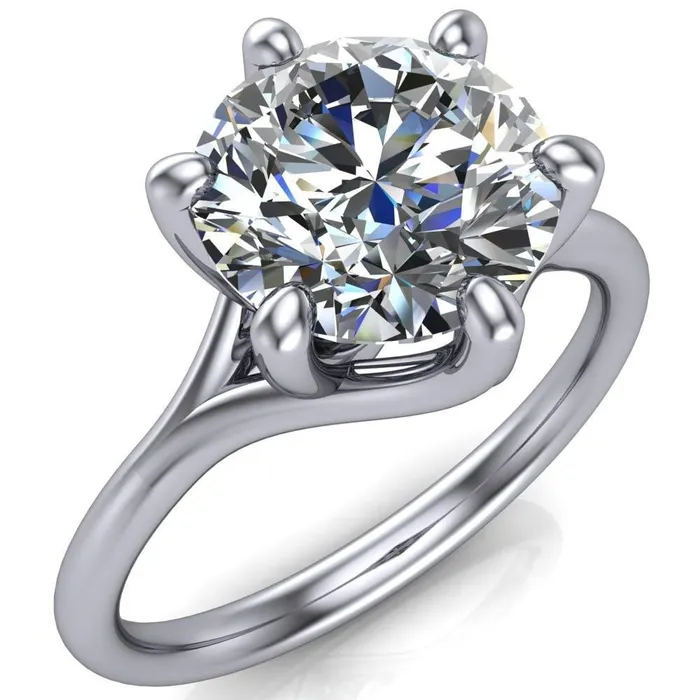 Whitney Round Center Stone 6 Prong Split Band Engagement Ring Fire Brilliance Rings